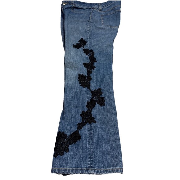Coldwater Creek Straight Black Embellishment Floral Denim Jeans Size 8 - Picture 5 of 10
